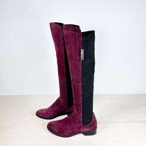 Vince Camuto KELLISI Black Burgundy Knee High Stretch‎ Boots Women's Size 6.5M